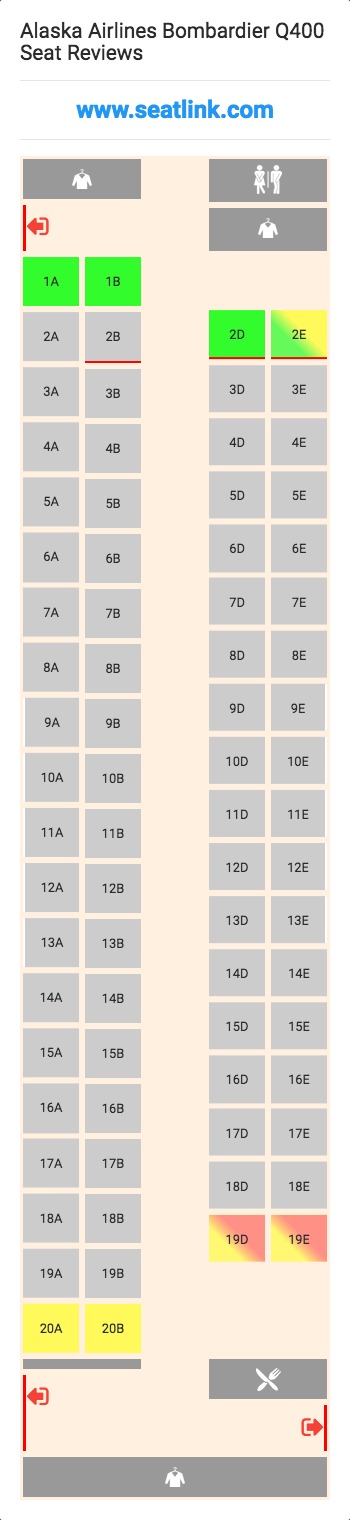 Alaska Airlines Bombardier Q400 (DH4) Seat Map