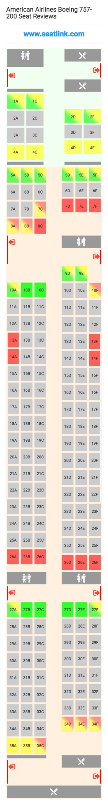 American Airlines Boeing 757-200 (752) Seat Map