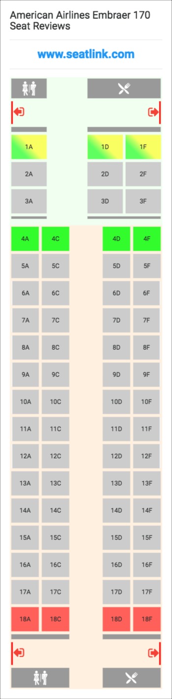 American Airlines Embraer 170 (E70) Seat Map