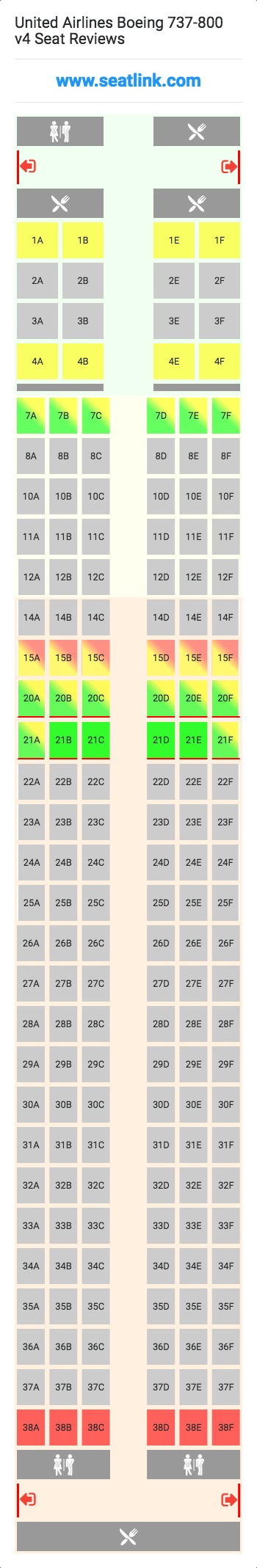 United Airlines Boeing 737-800 v4 (738) Seat Map