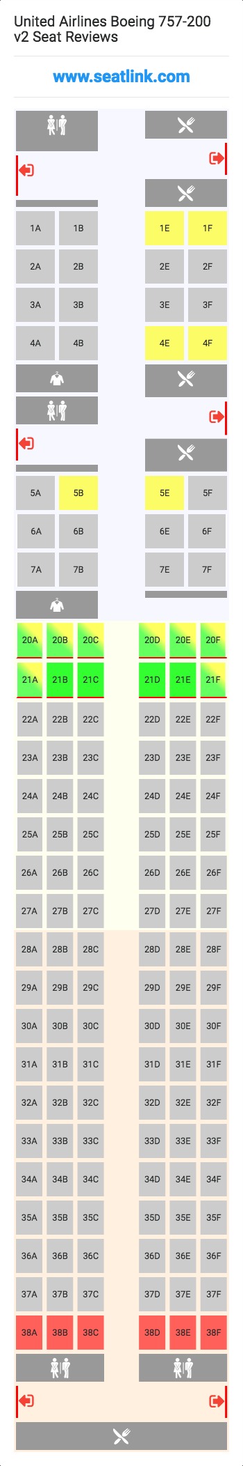 United Airlines Boeing 757-200 v2 (752) Seat Map