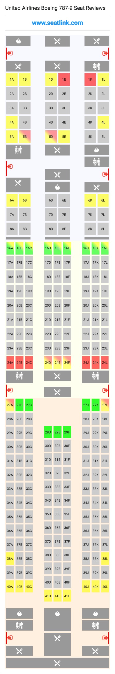 United Airlines Boeing 787-9 (789) Seat Map