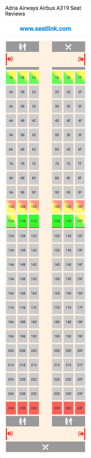 Delta Airbus A319 Seating Chart