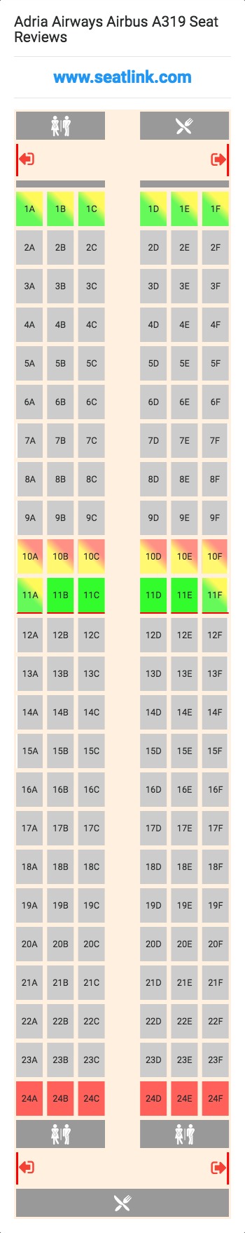 Airbus A319 Twin Jet Seating Chart