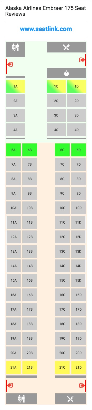 Alaska Airlines Embraer 175 Seating