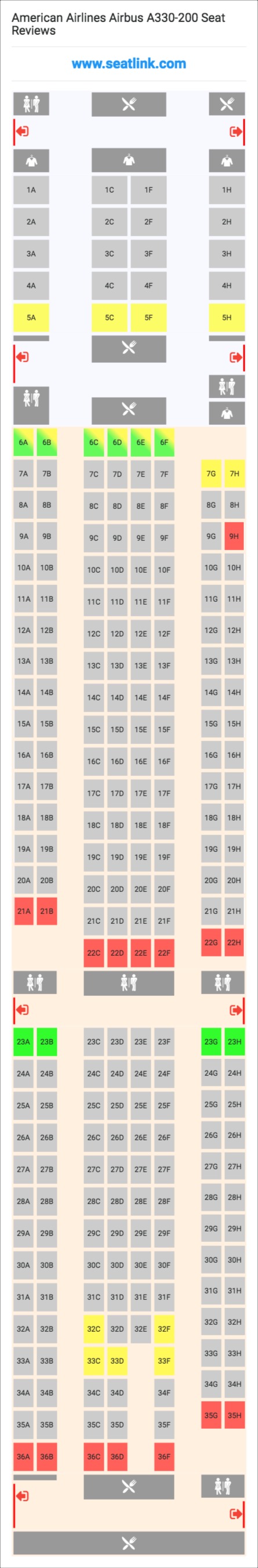 American Airlines Airbus A330 200 Seating Chart Updated January 2024 Seatlink