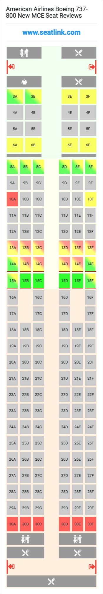 American Airlines Boeing 737-800 New MCE (738) Seat Map
