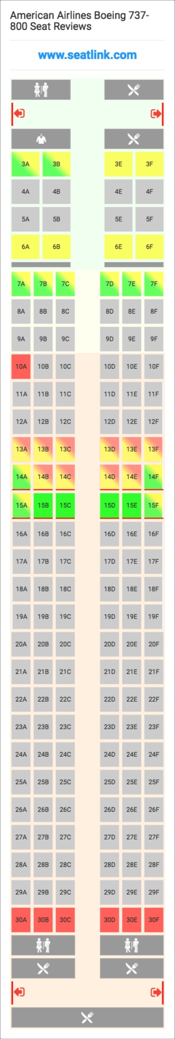 American Airlines Boeing 737-800 (738) Seat Map