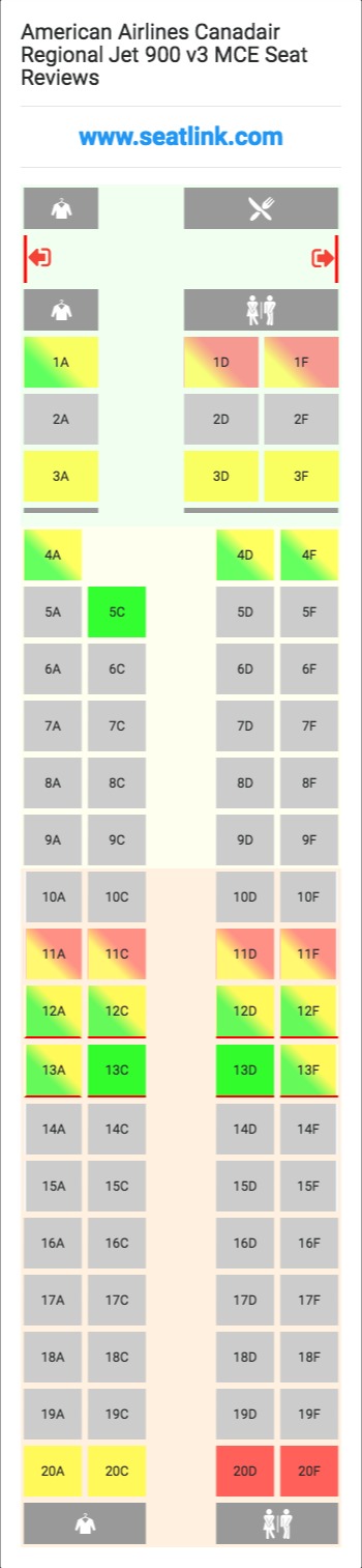 American Airlines Canadair Regional Jet 900 V3 Mce Seating Chart