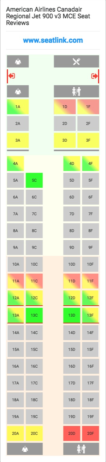 Embraer 175 Regional Jet Seating Chart