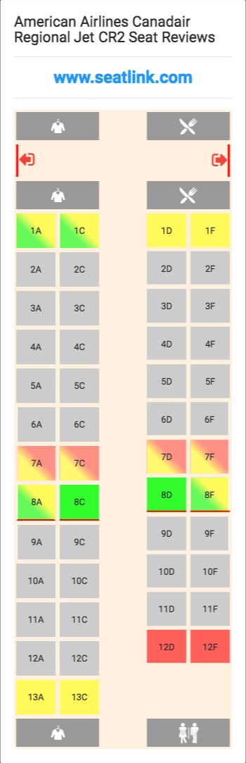 American Airlines Canadair Regional Jet CR2 (CR2) Seat Map