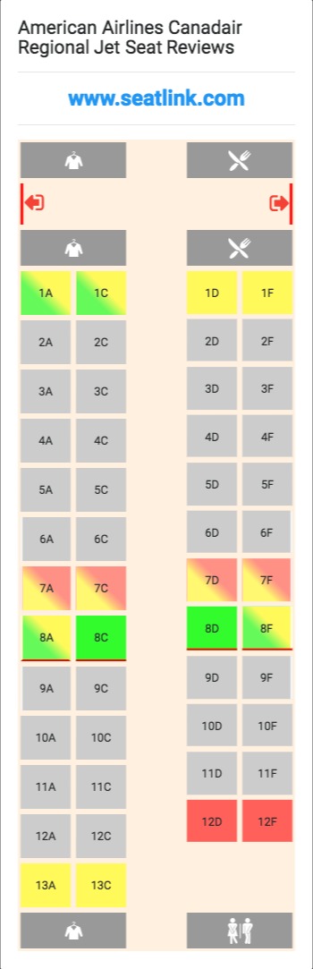 American Airlines Canadair Regional Jet (CRJ) Seat Map