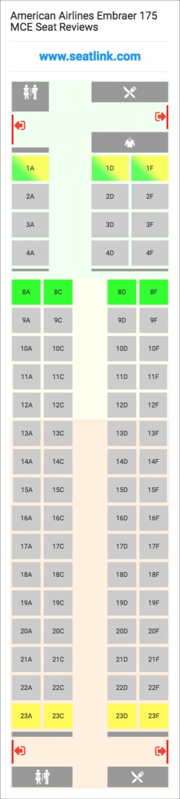 American Airlines Embraer 175 MCE (E75) Seat Map