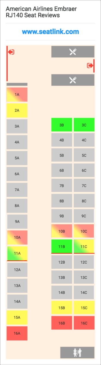 American Airlines Embraer RJ140 Seating Chart - Updated ...