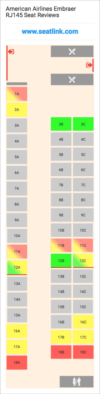 American Airlines Embraer Rj145 Seating Chart Updated July 2020 Seatlink