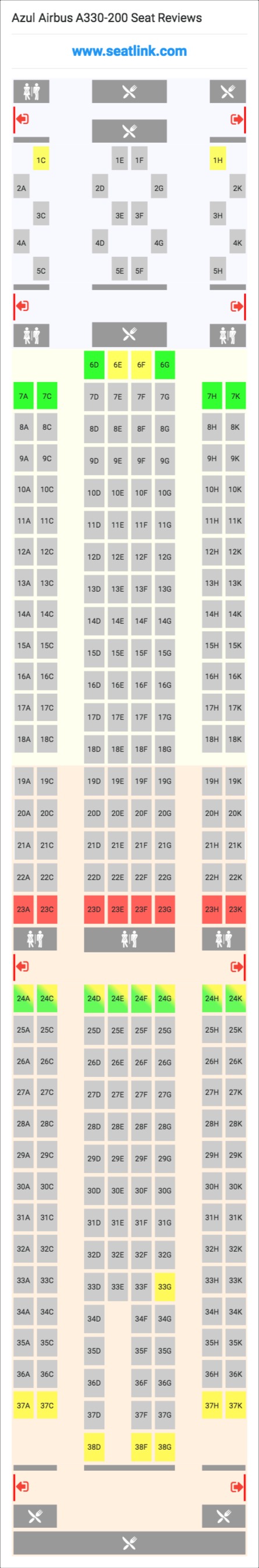 Azul Airbus A330 200 Seating Chart Updated January 2024 Seatlink