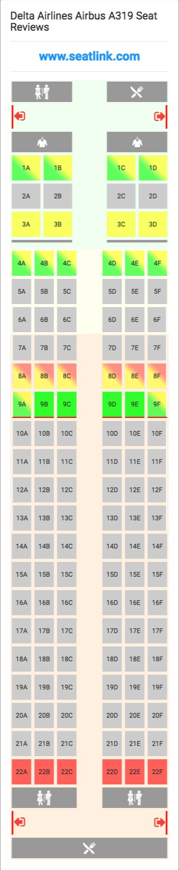 Delta Airlines Airbus A319 Seating Chart