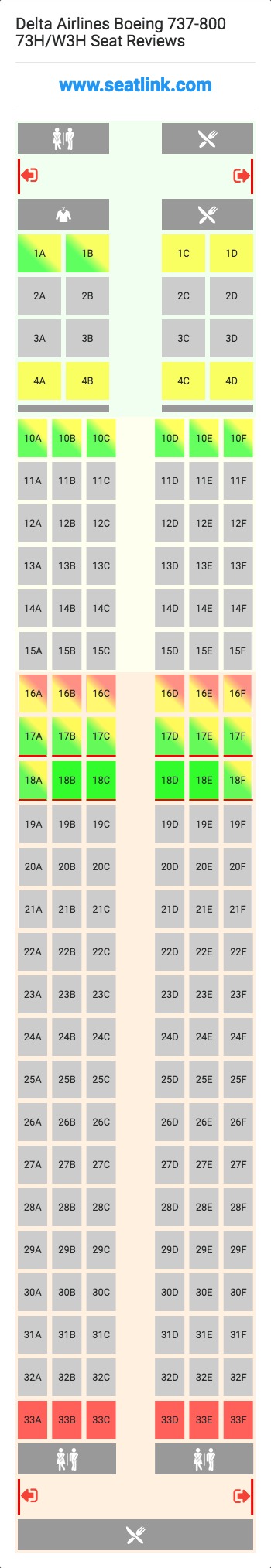 Delta Airlines Boeing 737 800 73H W3H Seating Chart Updated March 