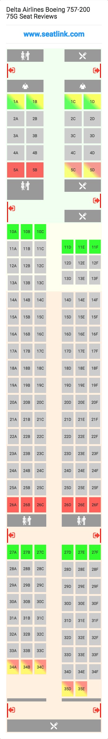 Delta Boeing 757 Passenger Seating Chart