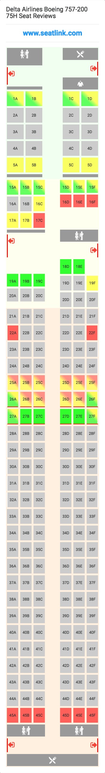 Delta Boeing 757 Jet Seating Chart