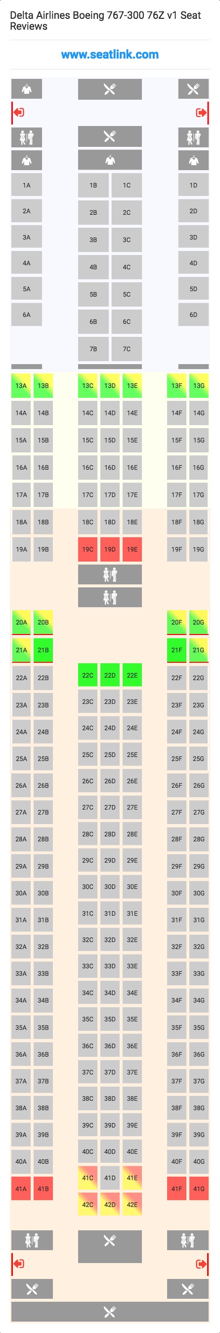 Delta Airlines Boeing 767-300 76Z v1 (76W) Seat Map