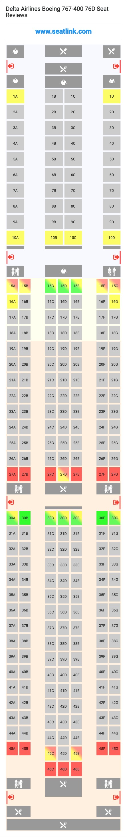 Delta Airlines Boeing 767 400 76d Seating Chart Updated