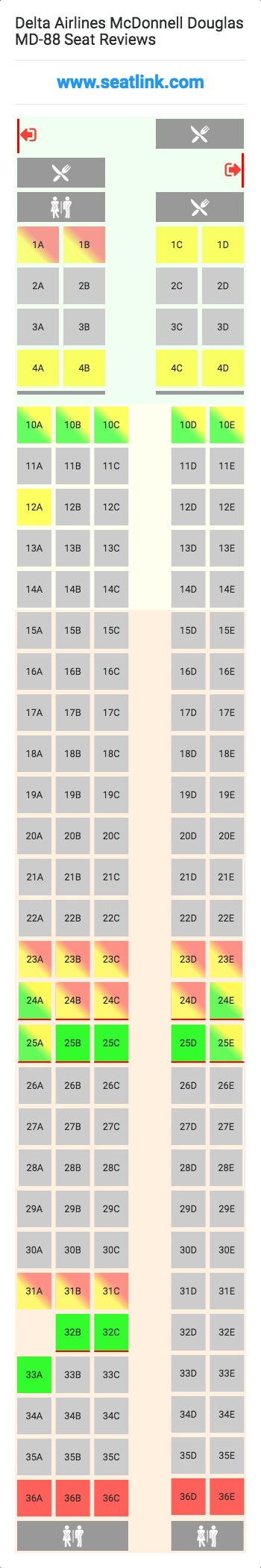 Delta Airlines McDonnell Douglas MD-88 Seating Chart ...