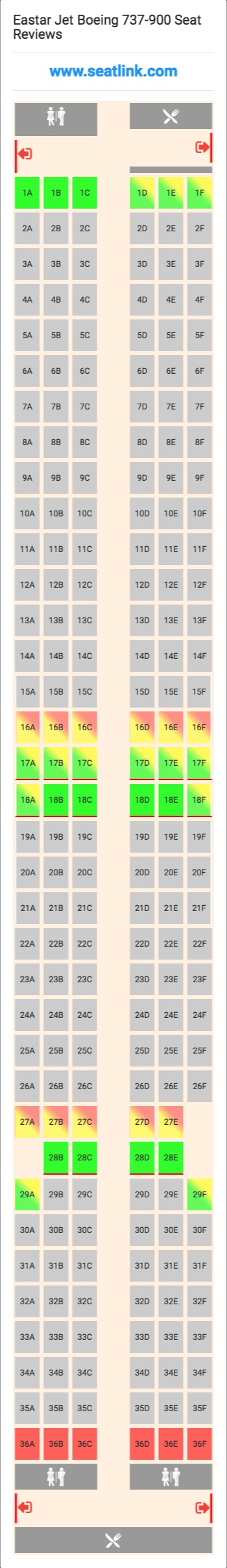 Eastar Jet Boeing 737-900 (73J) Seat Map