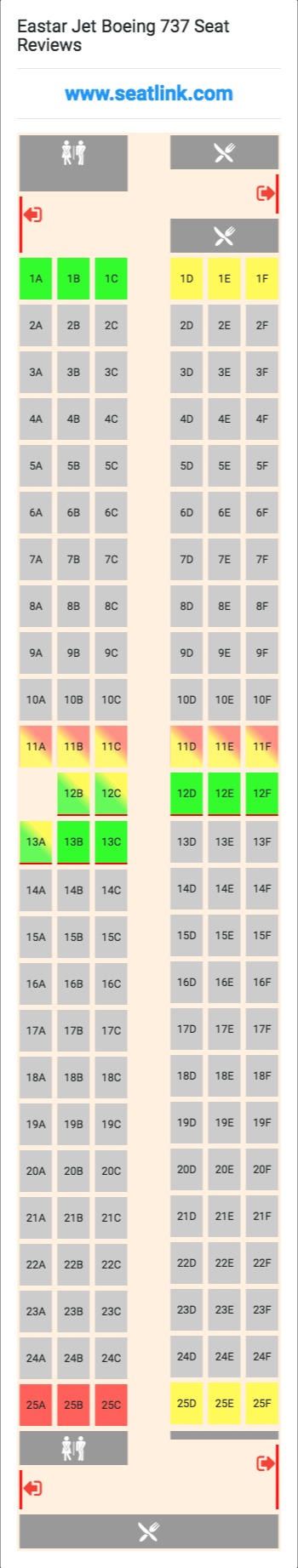 Eastar Jet Boeing 737 (737) Seat Map