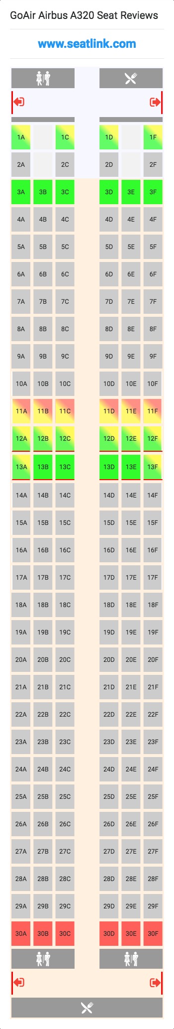 Seating Chart For American Airlines Airbus A320