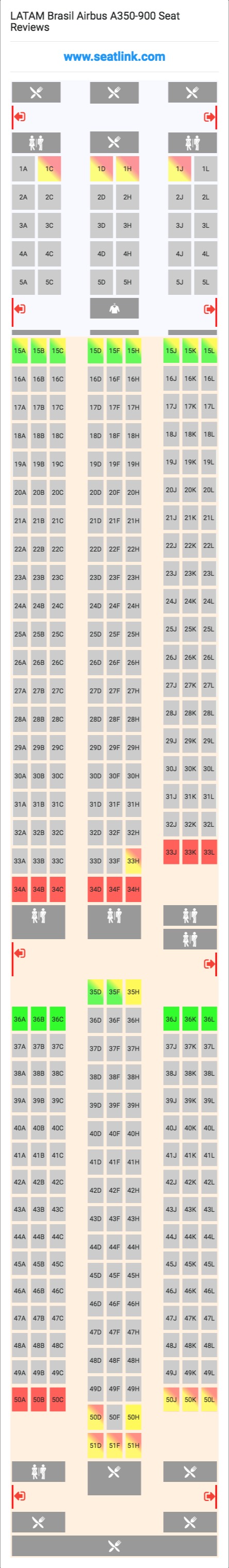 LATAM Brasil Airbus A350-900 (359) Seat Map