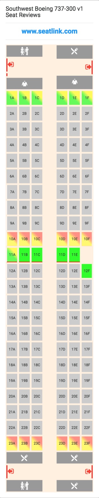 Southwest Boeing 737-300 v1 (73C) Seat Map