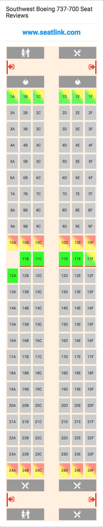 Southwest Boeing 737 700 Seating Chart