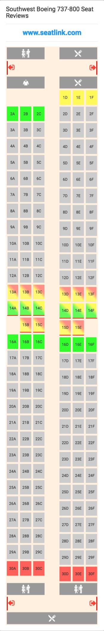 Southwest Boeing 737 800 Seating Chart Updated January 2024 Seatlink