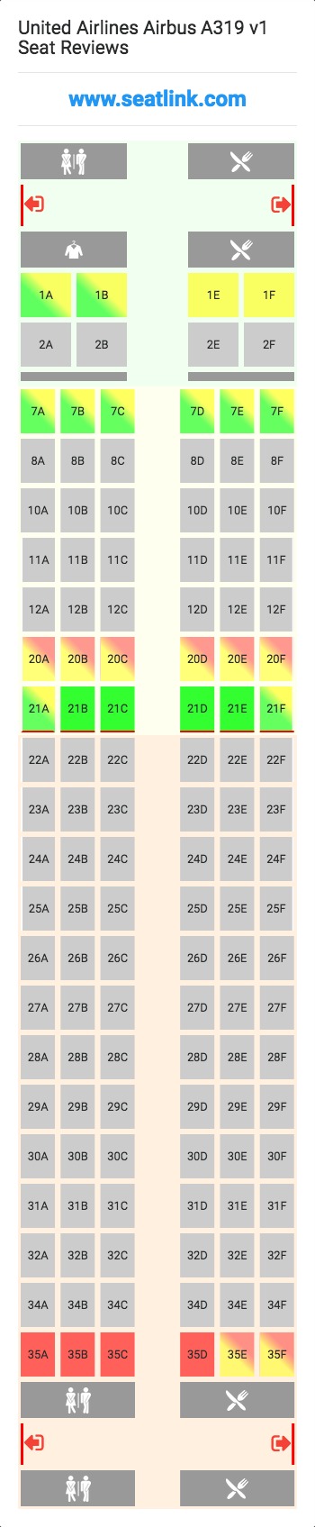 United Airlines Airbus A319 v1 (319) Seat Map