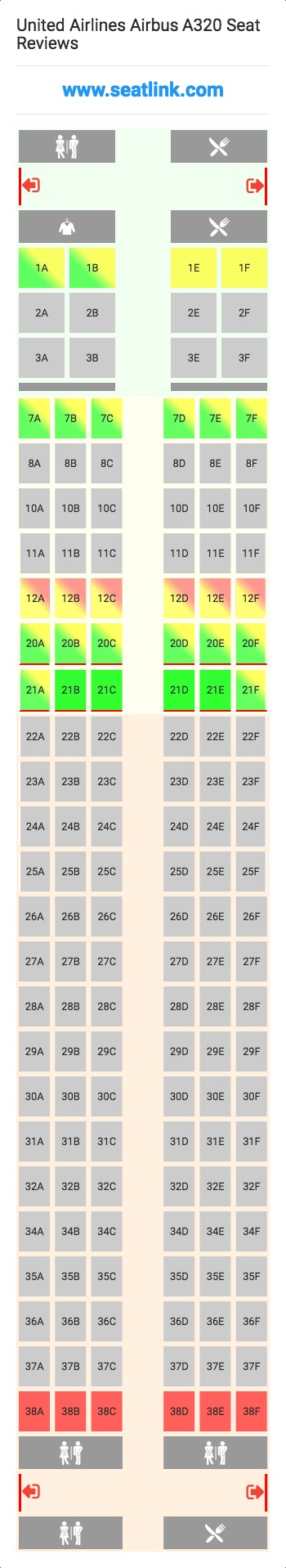 United Airlines Airbus A320 Seating Chart Updated January 2024 Seatlink