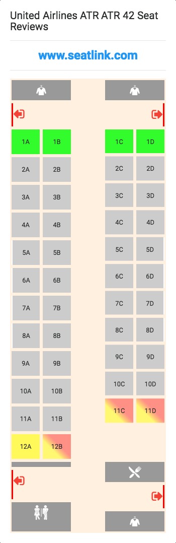 United Airlines ATR ATR 42 (ATR) Seat Map