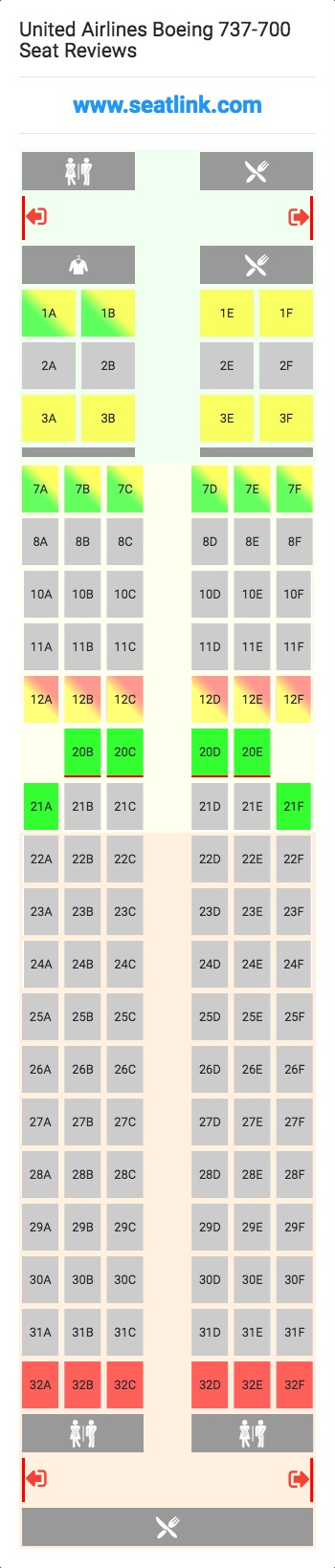 United Airlines Boeing 737-700 (73G) Seat Map