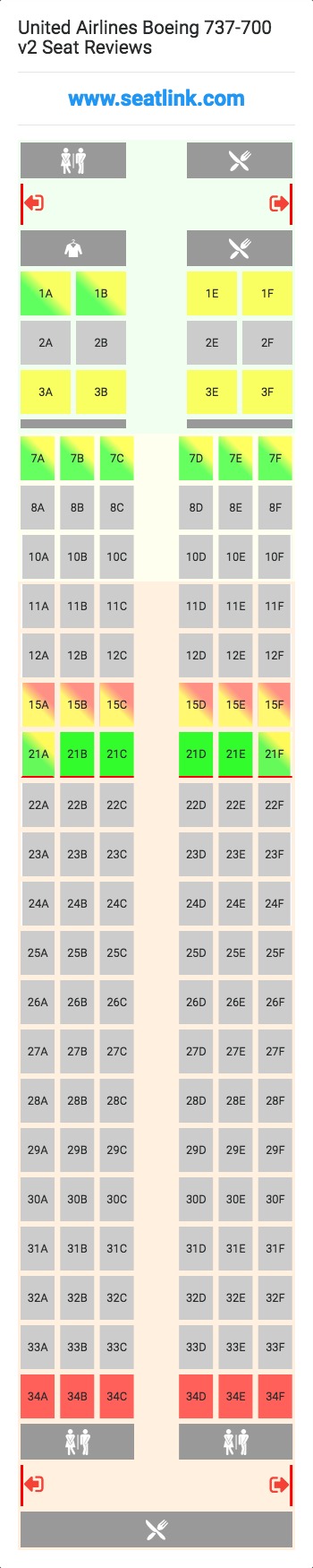 United Airlines Boeing 737-700 v2 (73G) Seat Map