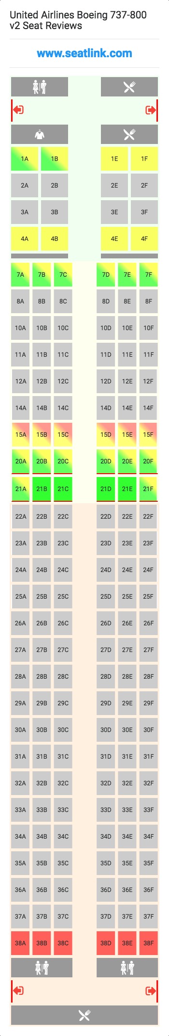 United Airlines Boeing 737-800 v2 (738) Seat Map