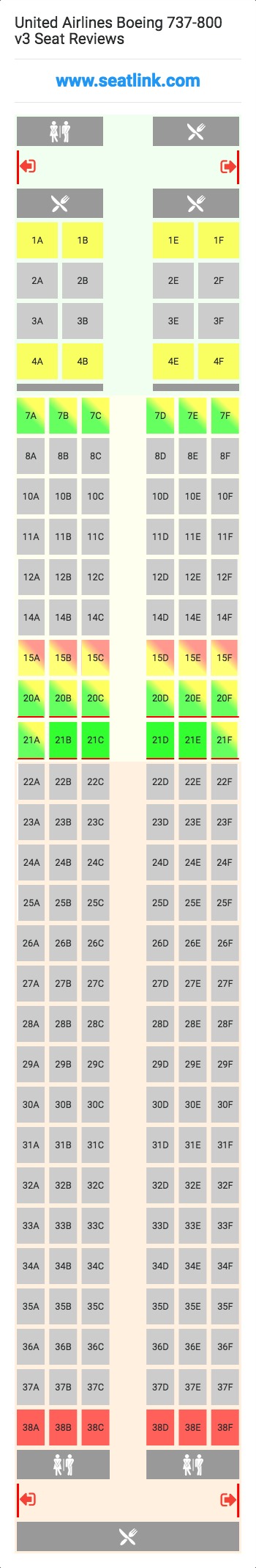 United Airlines Boeing 737-800 v3 (738) Seat Map