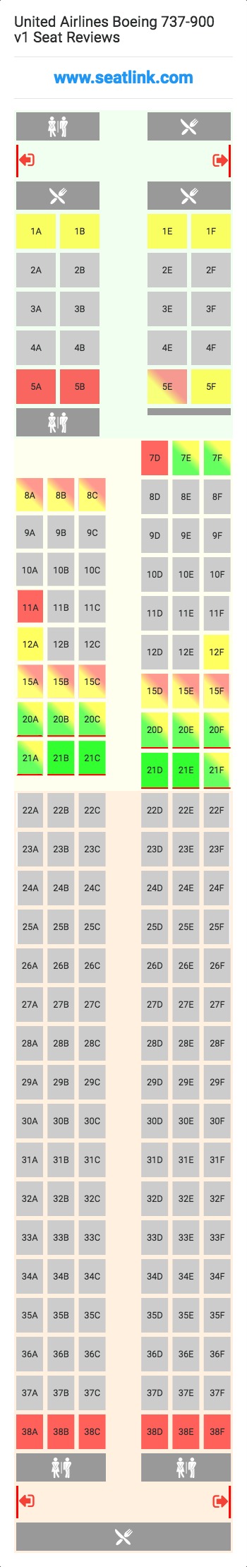 United Airlines Boeing 737-900 v1 (739) Seat Map