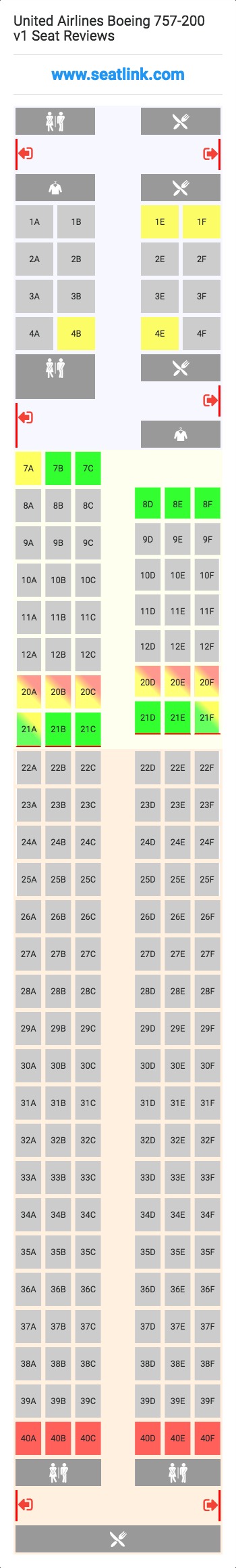 United Airlines Boeing 757 200 V1 Seating Chart Updated June 2022