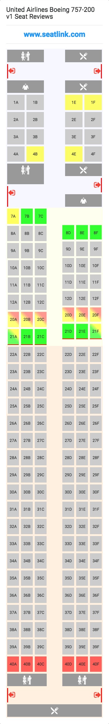 United Airlines Boeing 757-200 v1 (752) Seat Map