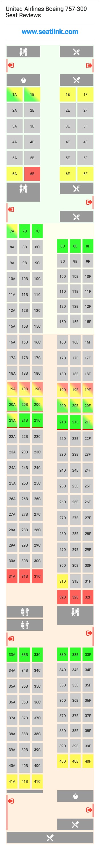 United Airlines Boeing 757-300 (753) Seat Map