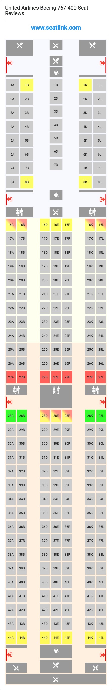 United Airlines Boeing 767 400 Seating Chart Updated