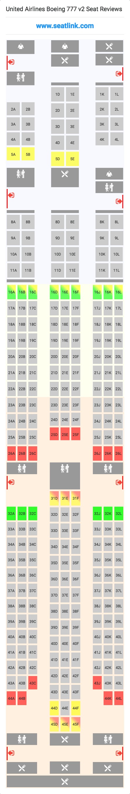 United Airlines Boeing 777 v2 (777) Seat Map