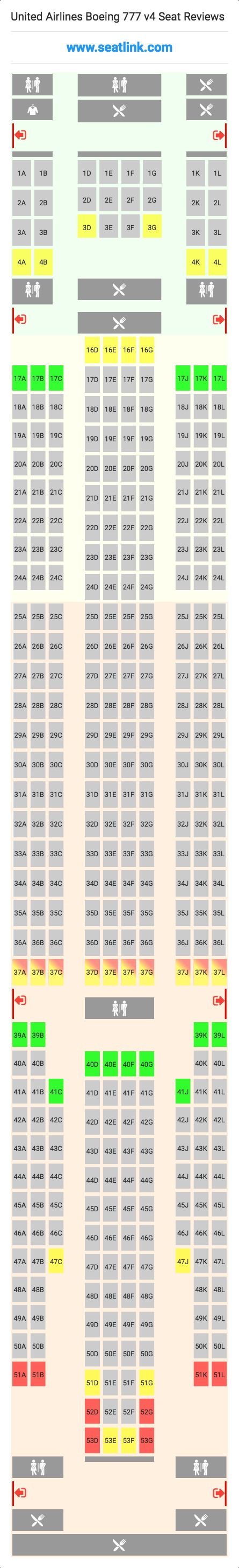 United Airlines Boeing 777 v4 (777) Seat Map