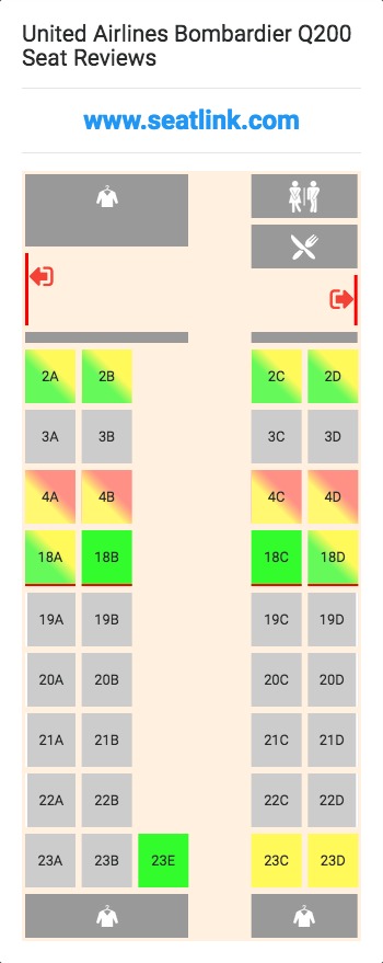 United Airlines Bombardier Q200 (DH2) Seat Map