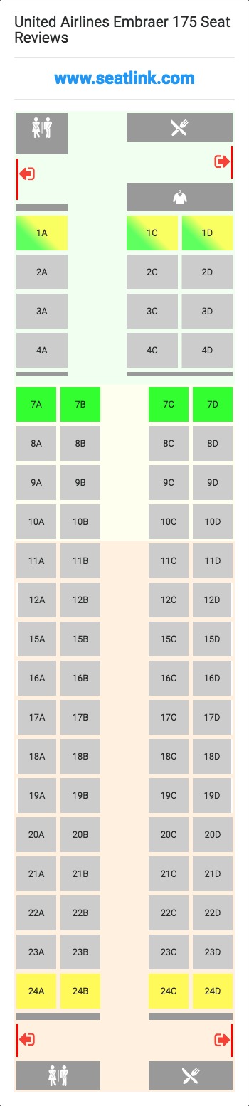 United Airlines Embraer 175 Seating Chart Updated January 2024 Seatlink